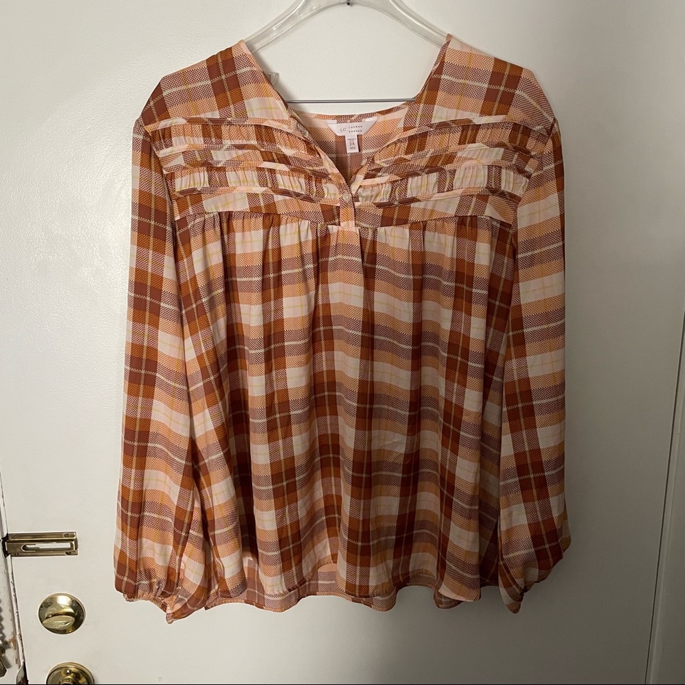 Lauren Conrad orange plaid top Size 2X